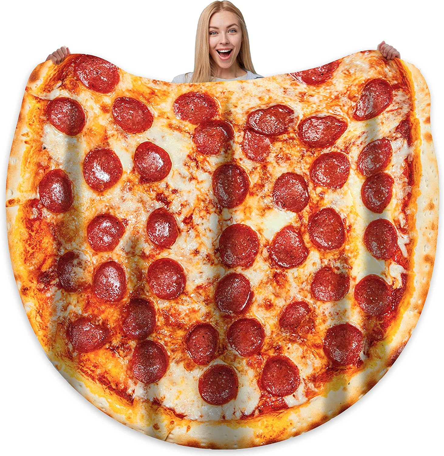 Bcareself Pizza Blanket Adult Kdis Size Double Sided Funny Realistic Food Personalized Throw Blanket Novelty Gift for Everyone 300 GSM Soft Flannel 60 inches Red